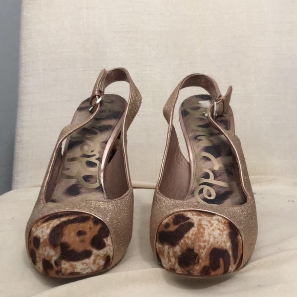 Sam Edelman Leopard and Glitter Heels Size 6 - Picture 3 of 7